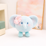 Soft Petal Elegance Bag & Elephant Keychain Set - Green