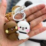Soft Petal Elegance Bag & Magnetic Keychain Set- White Pink