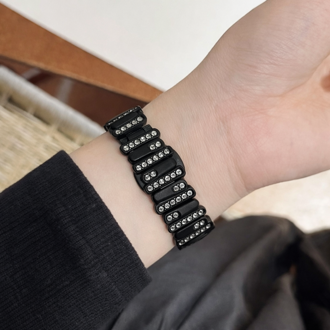 Diamond Glow Metallic Strap - Black