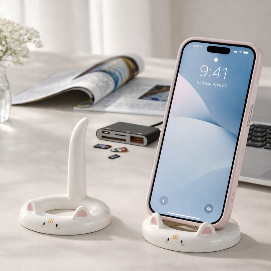 Kitty Nest Phone Stand - White