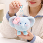 Soft Petal Elegance Bag & Elephant Keychain Set - Green