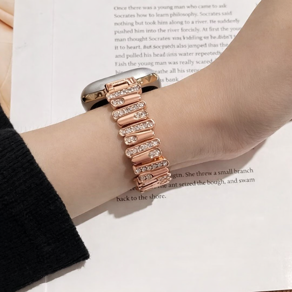 Diamond Glow Metallic Strap - Rose Gold