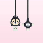 Cute Cartoon 3 in 1 Fast Charging Cable - Black