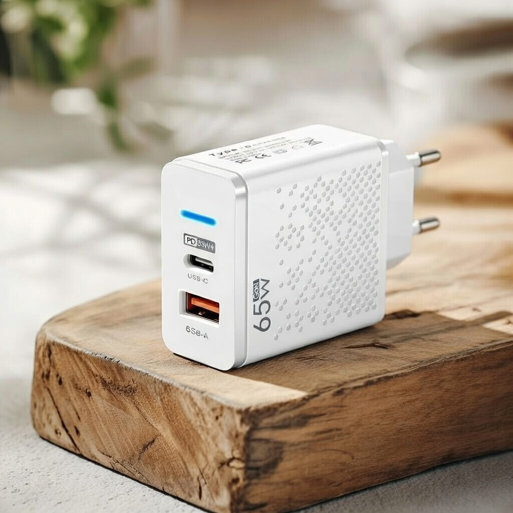 QuickVolt 65W GaN Charger Adapter - White