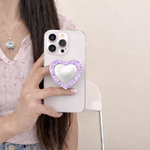 Mirror Heart Phone Grip Holder - Purple
