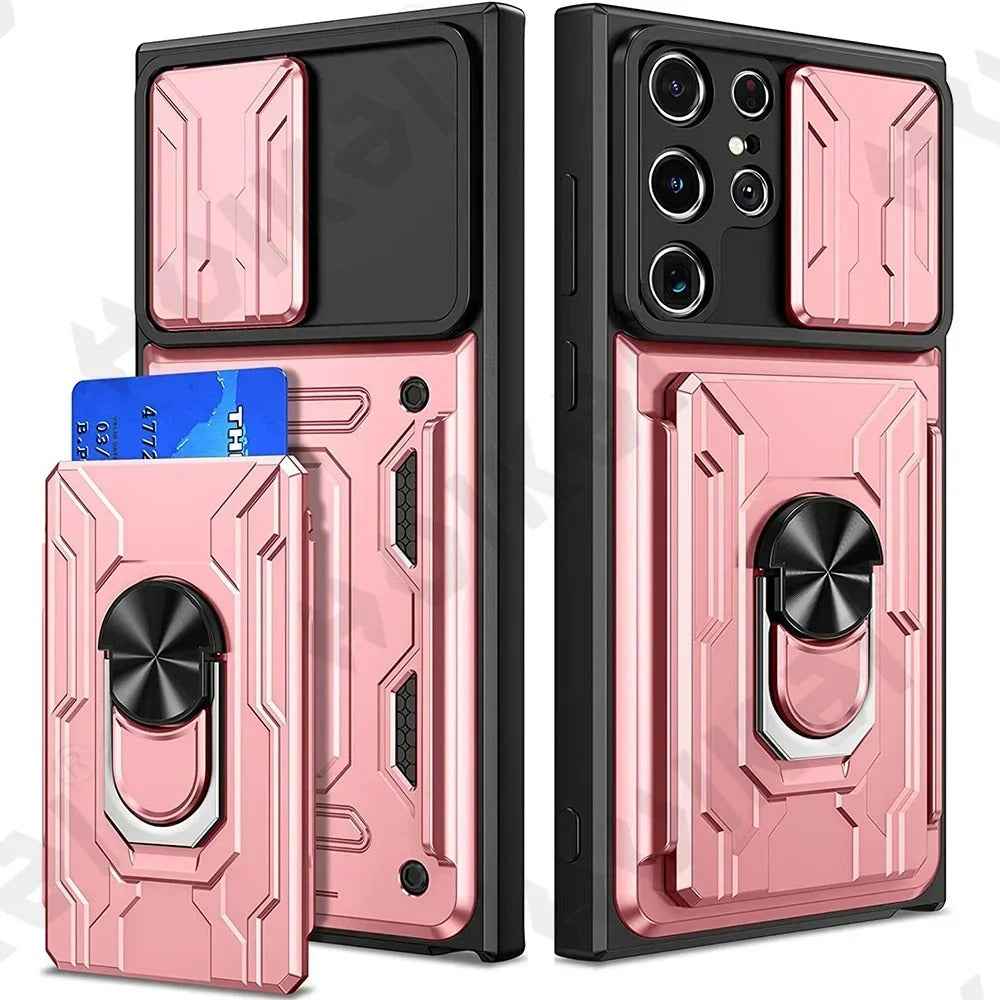 Galaxy S Series -  Slide Lens Camera Cover & Card Holder Case