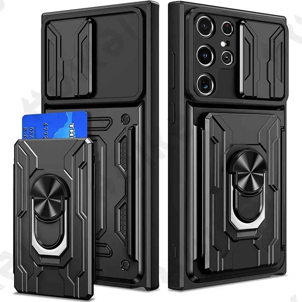 Galaxy S Series -  Slide Lens Camera Cover & Card Holder Case