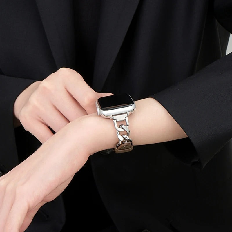 Metal Leather Strap For Apple Watch
