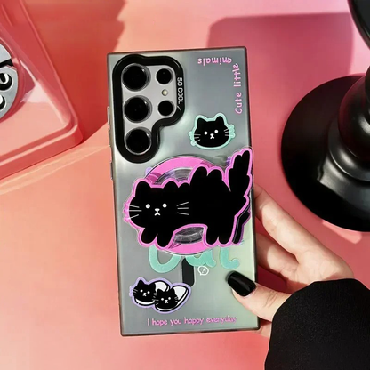 Black Cat Case With Magnetic Holder - Galaxy