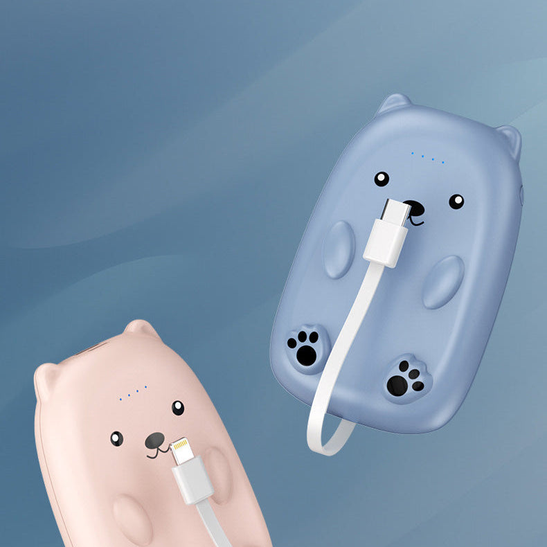 Bear Cartoon Built In Cable Power Bank 10,000 mAh