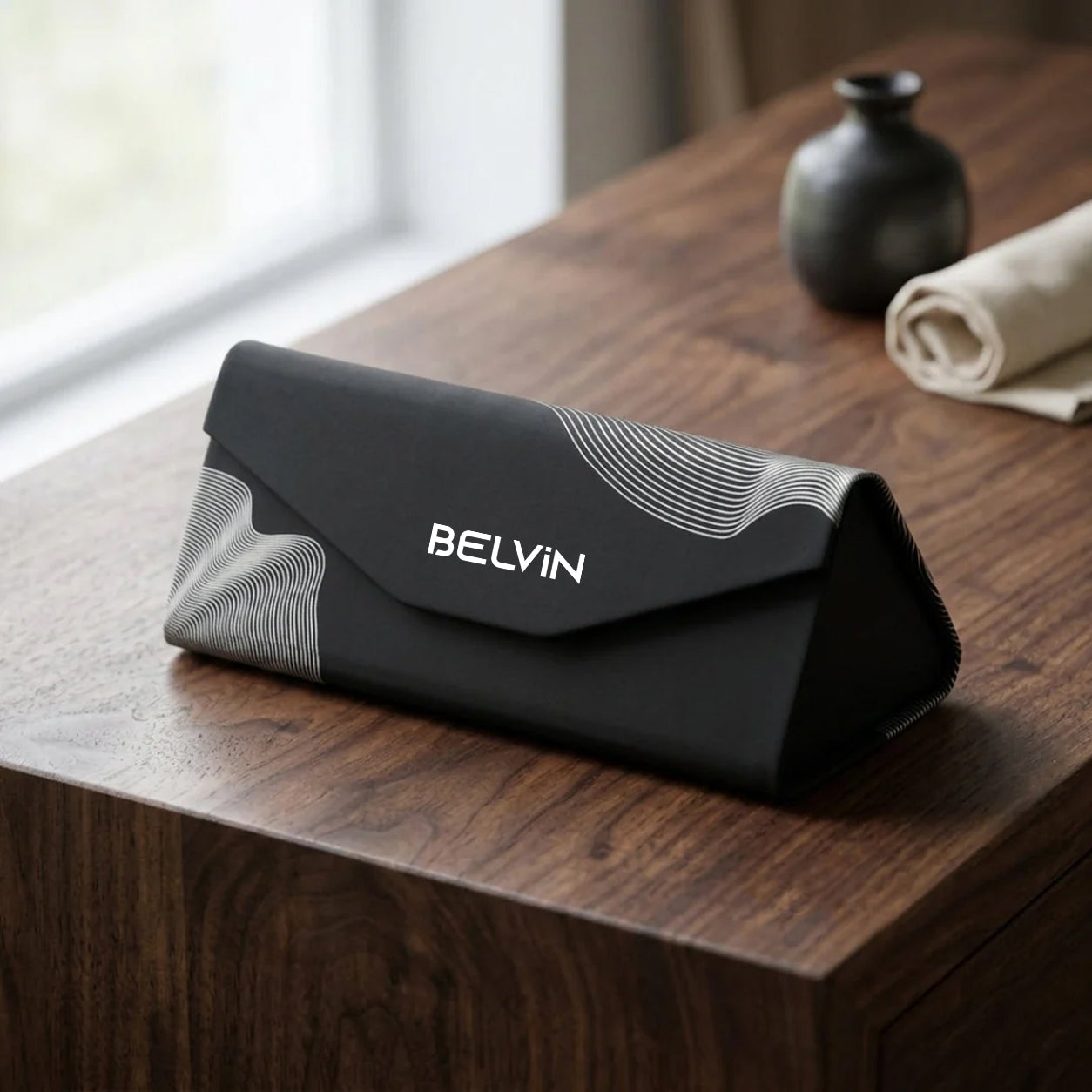 PrismFold Glasses Case - Black Silver