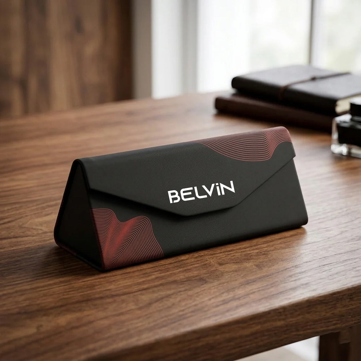 PrismFold Glasses Case - Black Red