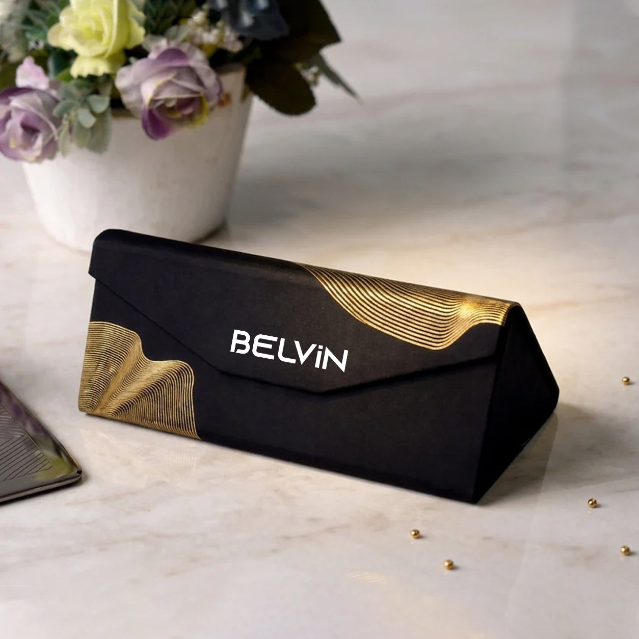 PrismFold Glasses Case - Black Gold