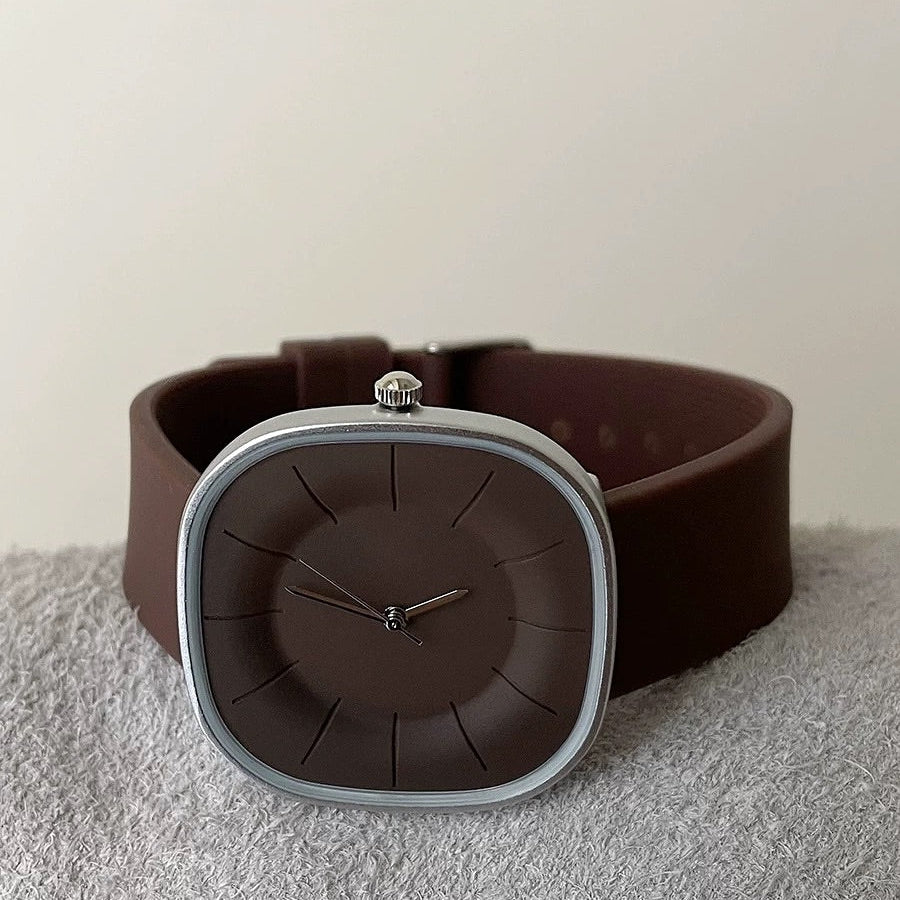 SquareFlex Silicone Strap Watch - Brown