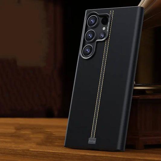 Vintage-Style Faux Leather Magnetic Case - Samsung
